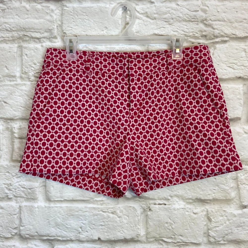 BANANA REPUBLIC Womens Shorts Size 10 Dark Pink Circle Designs Pockets